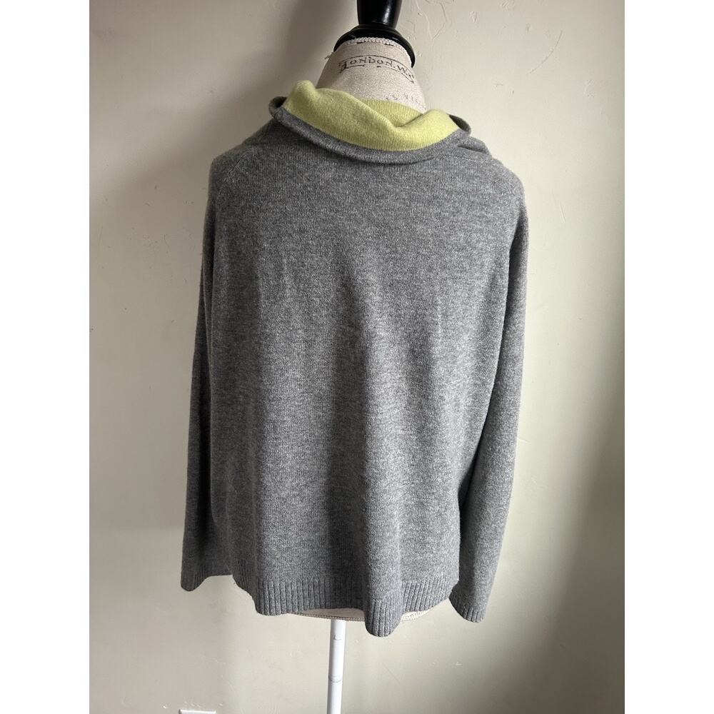 Lisa Todd Cashmere Merino Wool Sweater Women’s M Gray Cowl Neck Zip Knit MINT - Picture 4 of 13